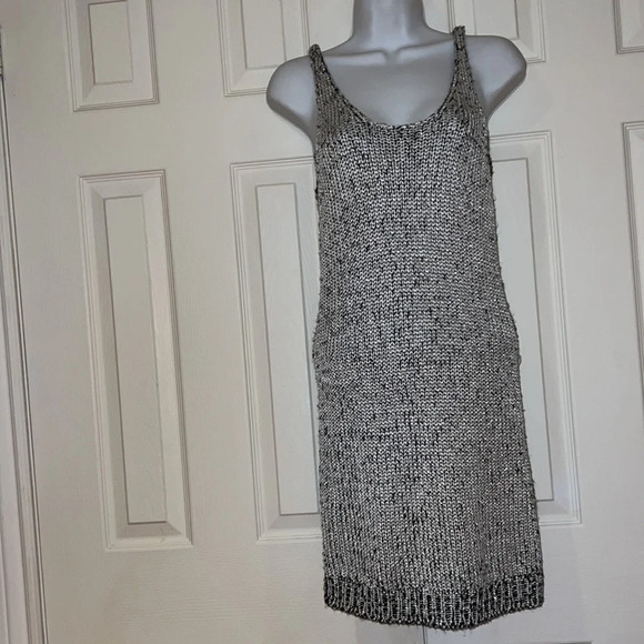 H&M Metallic sweater spaghetti straps mini dress  Sz S - Picture 1 of 13